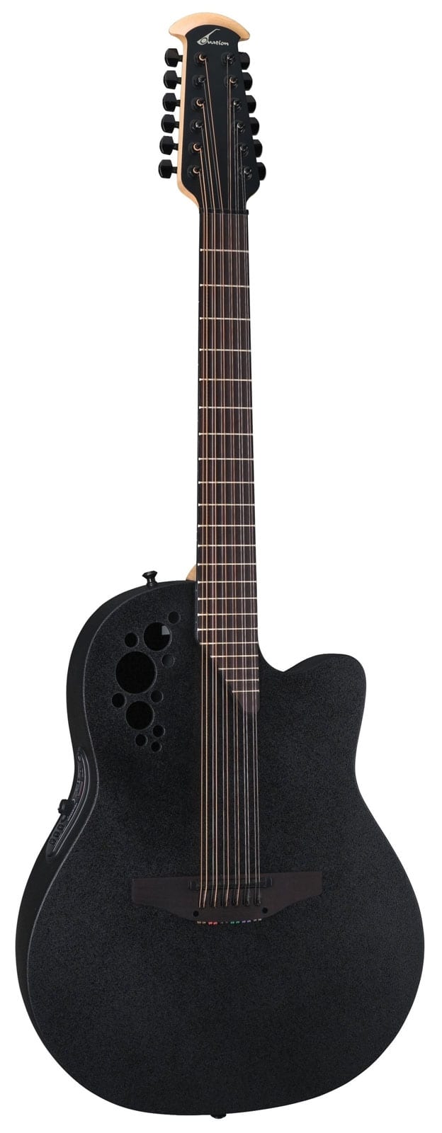 OVATION ELITE TX DEEP CONTOUR CUTAWAY 12-STRING BLACK TEXTURED