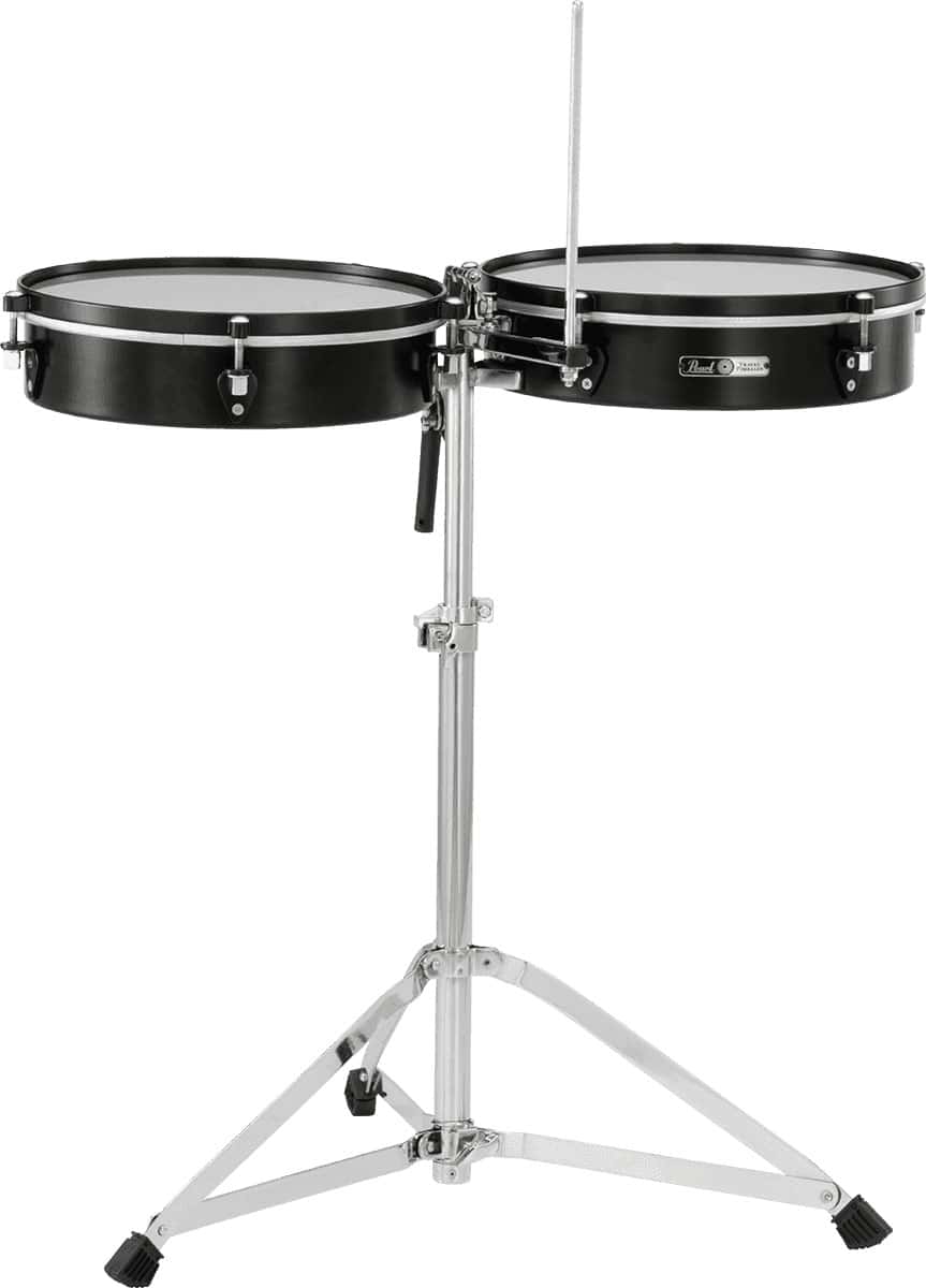 PEARL DRUMS TRAVEL LATIN TIMBALES WITH STAND 14 AND 15