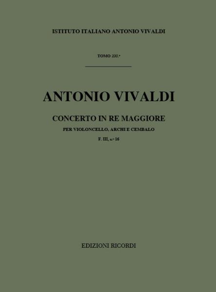 RICORDI VIVALDI A. - CONCERTI IN RE RV 403 - VIOLONCELLE, CORDES ET BASSE CONTINUE
