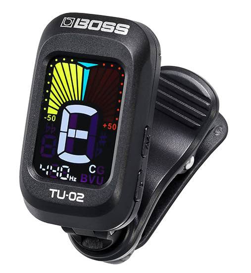 BOSS TU-02 PREMIUM QUALITY CLIPON TUNER WITH FULL COLOUR DISPLAY AND MULTIPLE TUNING MODES