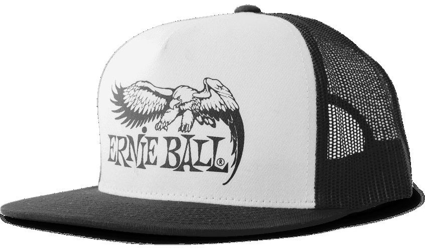 ERNIE BALL BLACK WITH WHITE FRONT AND BLACK EAGLE LOGO HAT