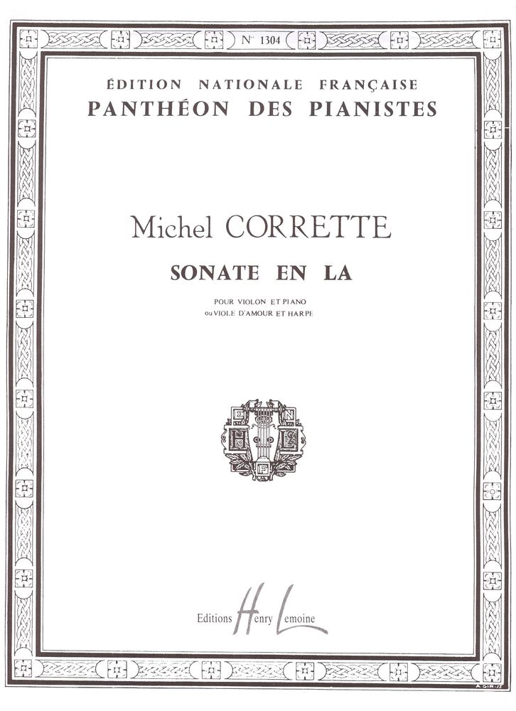 LEMOINE CORRETTE MICHEL - SONATE EN LA MAJ. - VIOLON, PIANO