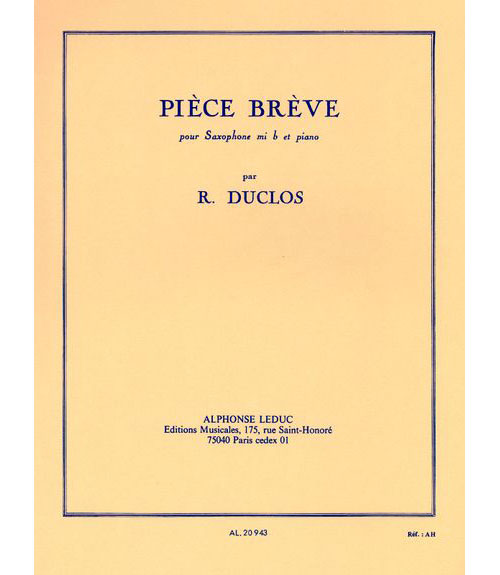LEDUC DUCLOS R. - PIECE BREVE - SAXOPHONE MIB ET PIANO 