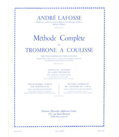 LEDUC LAFOSSE ANDRE - METHODE COMPLETE DE TROMBONE A COULISSE VOL.3