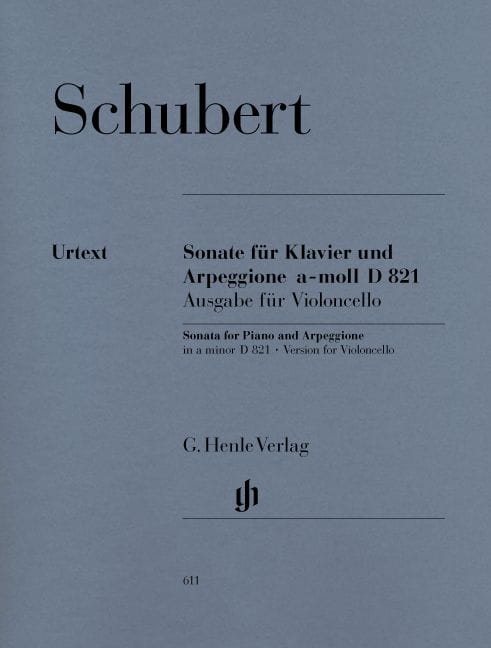 HENLE VERLAG SCHUBERT F. - SONATA FOR PIANO AND ARPEGGIONE A MINOR D 821 (OP. POST.) (VERSION FOR VIOLONCELLO)