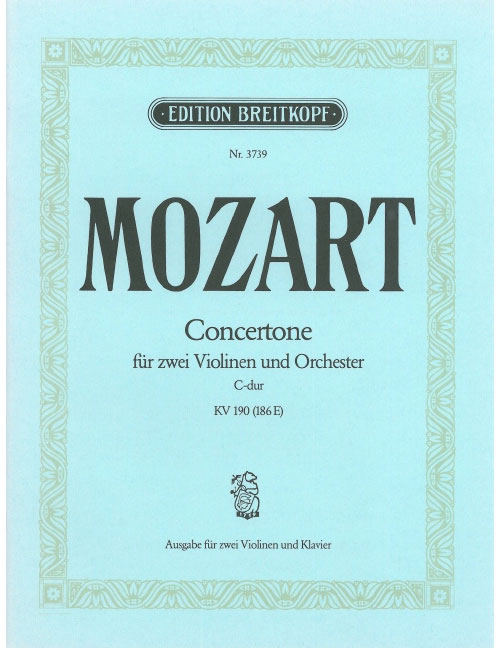 EDITION BREITKOPF MOZART WOLFGANG AMADEUS - CONCERTONE C-DUR KV 190 (186E) - 2 VIOLIN, PIANO