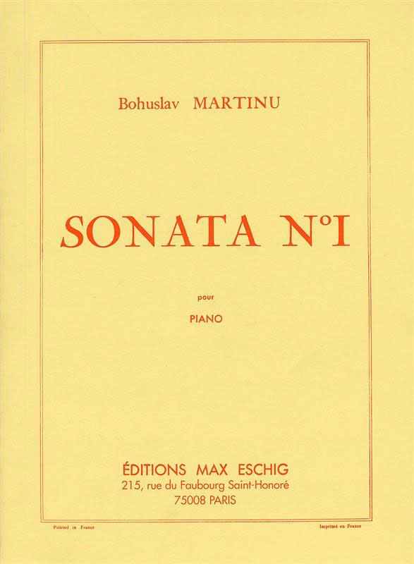 EDITION MAX ESCHIG MARTINU - SONATE N 1 - PIANO