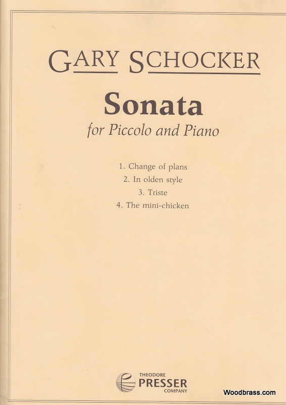 THEODORE PRESSER COMPANY SCHOCKER G. - SONATA - FLUTE PICCOLO ET PIANO