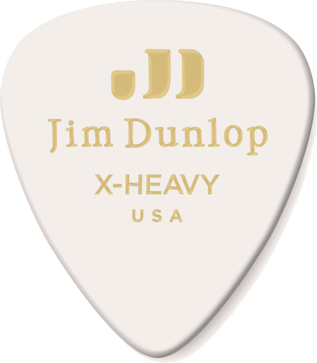 JIM DUNLOP GENUINE CELLULOID CLASSIC, PLAYER'S PACK OF 12, WHITE, EXTRA HEAVY