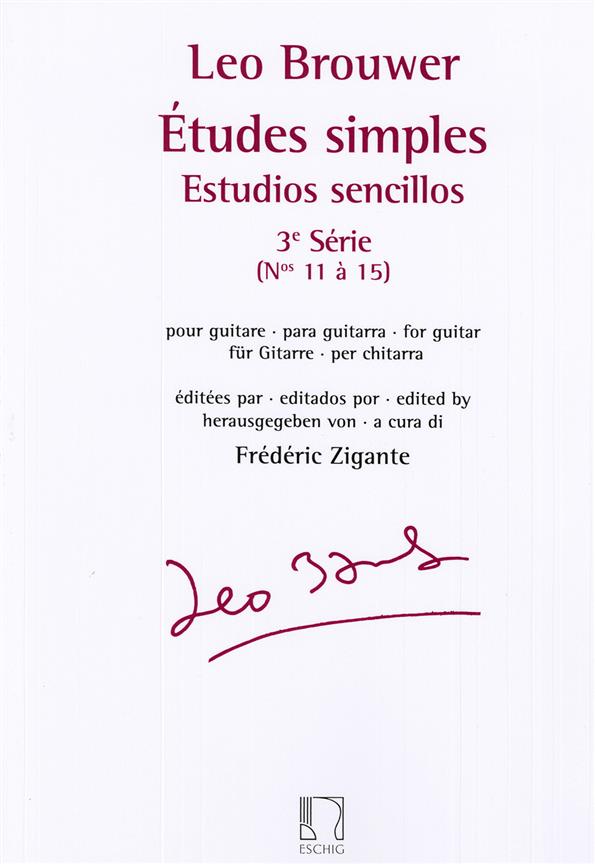 DURAND BROUWER LEO - ETUDES SIMPLES - ESTUDIOS SENCILLOS (SERIE 3)- GUITARE 