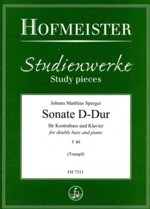 HOFMEISTER SPERGER JOHANN MATTHIAS - SONATE D-DUR - CONTREBASSE & PIANO