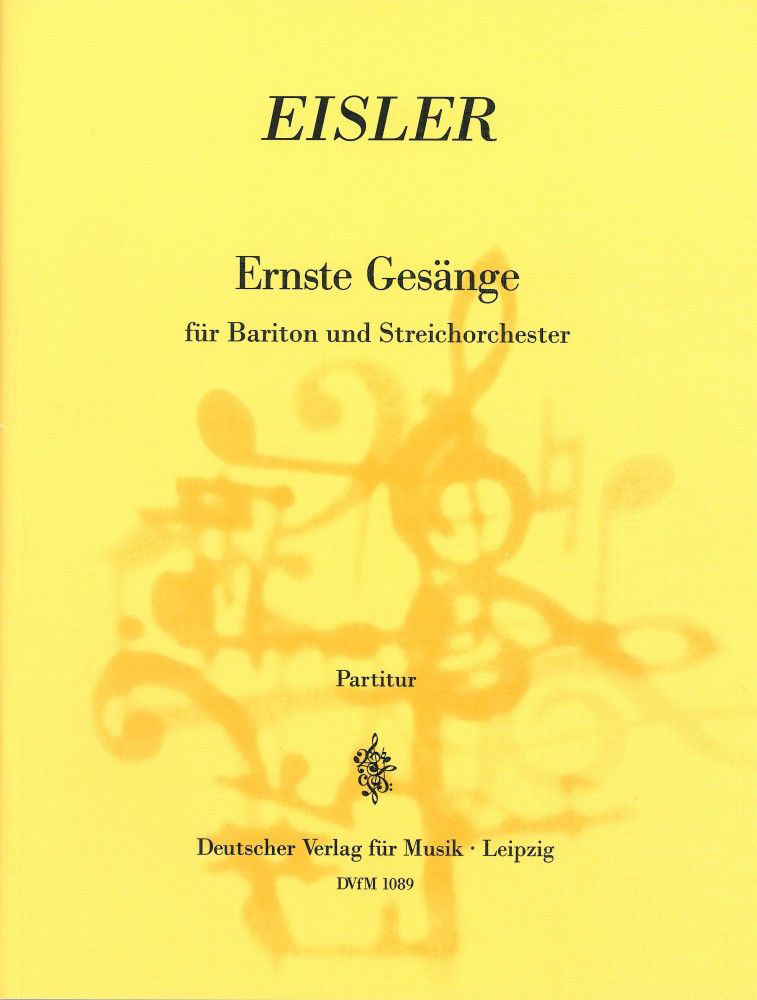 EDITION BREITKOPF EISLER HANNS - ERNSTE GESANGE - BARITONE, STRINGS