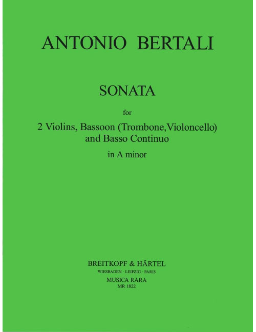 EDITION BREITKOPF BERTALI ANTONIO - SONATA A 3 IN A NR. 3 - 2 VIOLIN, BASSOON, BASSO CONTINUO