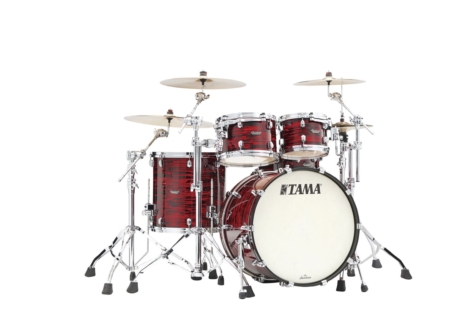 TAMA STARCLASSIC MAPLE STAGE 22 DRUM KIT, CHROME SHELL HARDWARE RED OYSTER