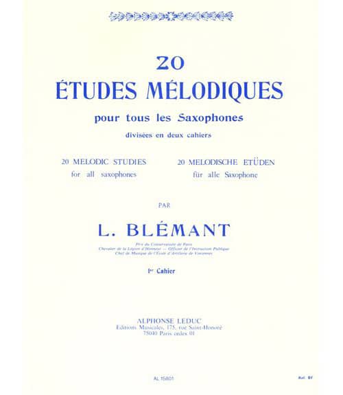 LEDUC BLEMANT L. - 20 ETUDES MELODIQUES POUR SAXOPHONE VOL.1