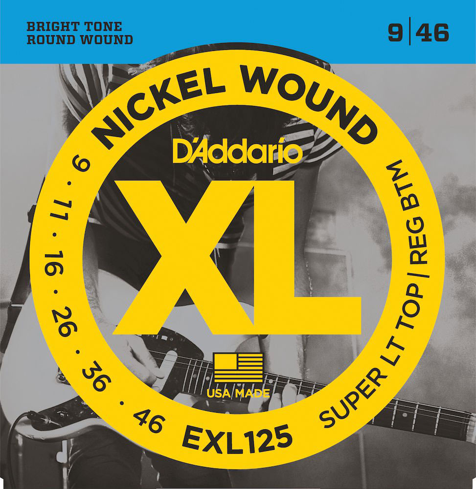 D'ADDARIO AND CO EXL125 NICKEL WOUND ELECTRIC GUITAR STRINGS SUPER LIGHT TOP/ REGULAR BOTTOM 9-46