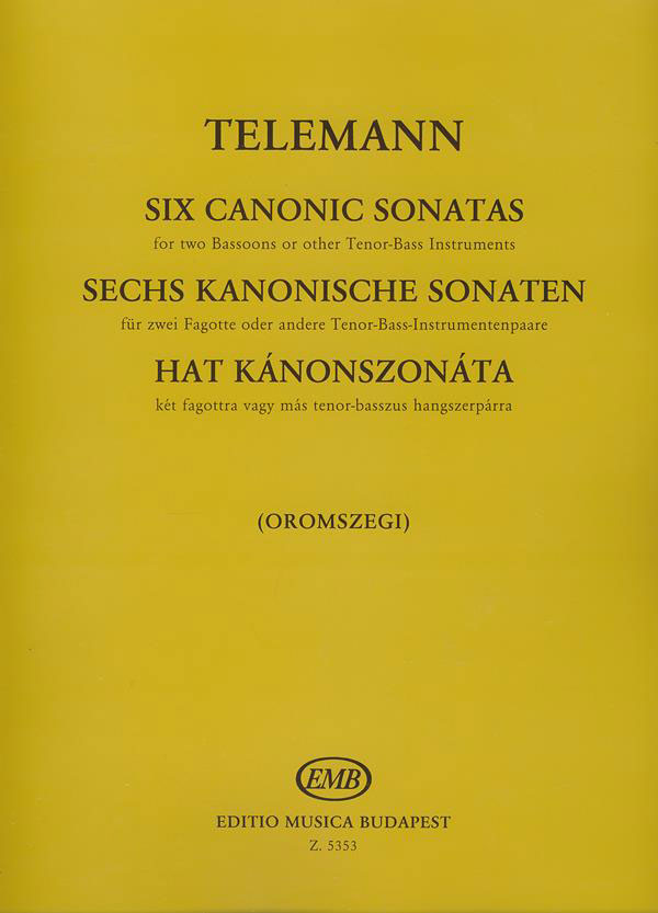 EMB (EDITIO MUSICA BUDAPEST) TELEMANN G.P. - SONATE CANONICHE (6) - BASSON