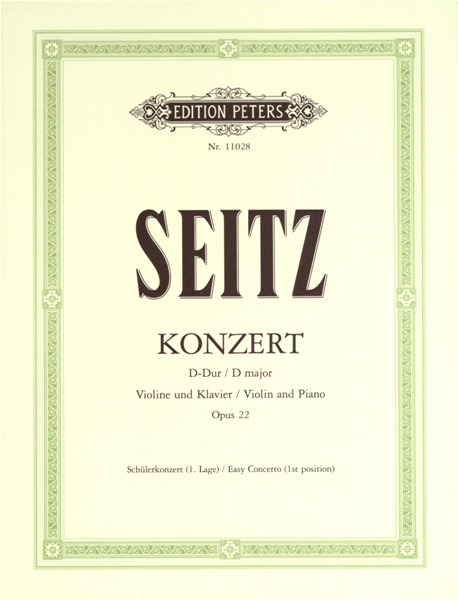 EDITION PETERS SEITZ F. - CONCERTO IN D MAJOR OP.22 - VIOLIN AND PIANO