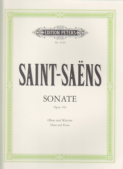 EDITION PETERS SAINT-SAENS C. - OBOE SONATA OP. 166 - HAUTBOIS ET PIANO