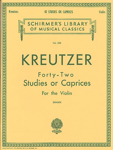 SCHIRMER RODOLPHE KREUTZER FORTY-TWO STUDIES OR CAPRICES - VIOLIN
