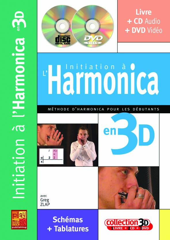 PLAY MUSIC PUBLISHING ZLAP GREG - INITIATION A L'HARMONICA EN 3D CD + DVD