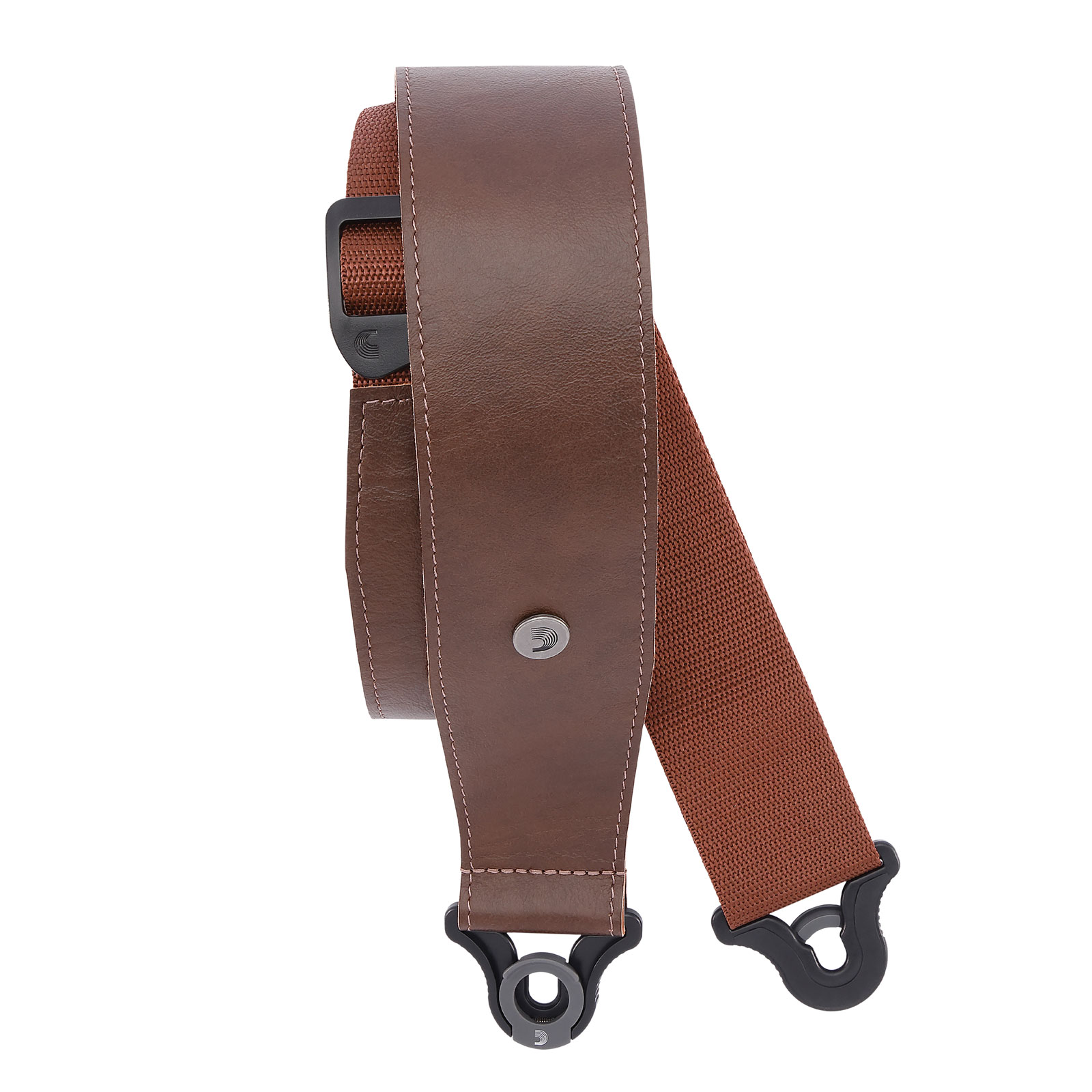 D'ADDARIO AND CO COMFORT LEATHER AUTO LOCK GUITAR STRAP, BROWN