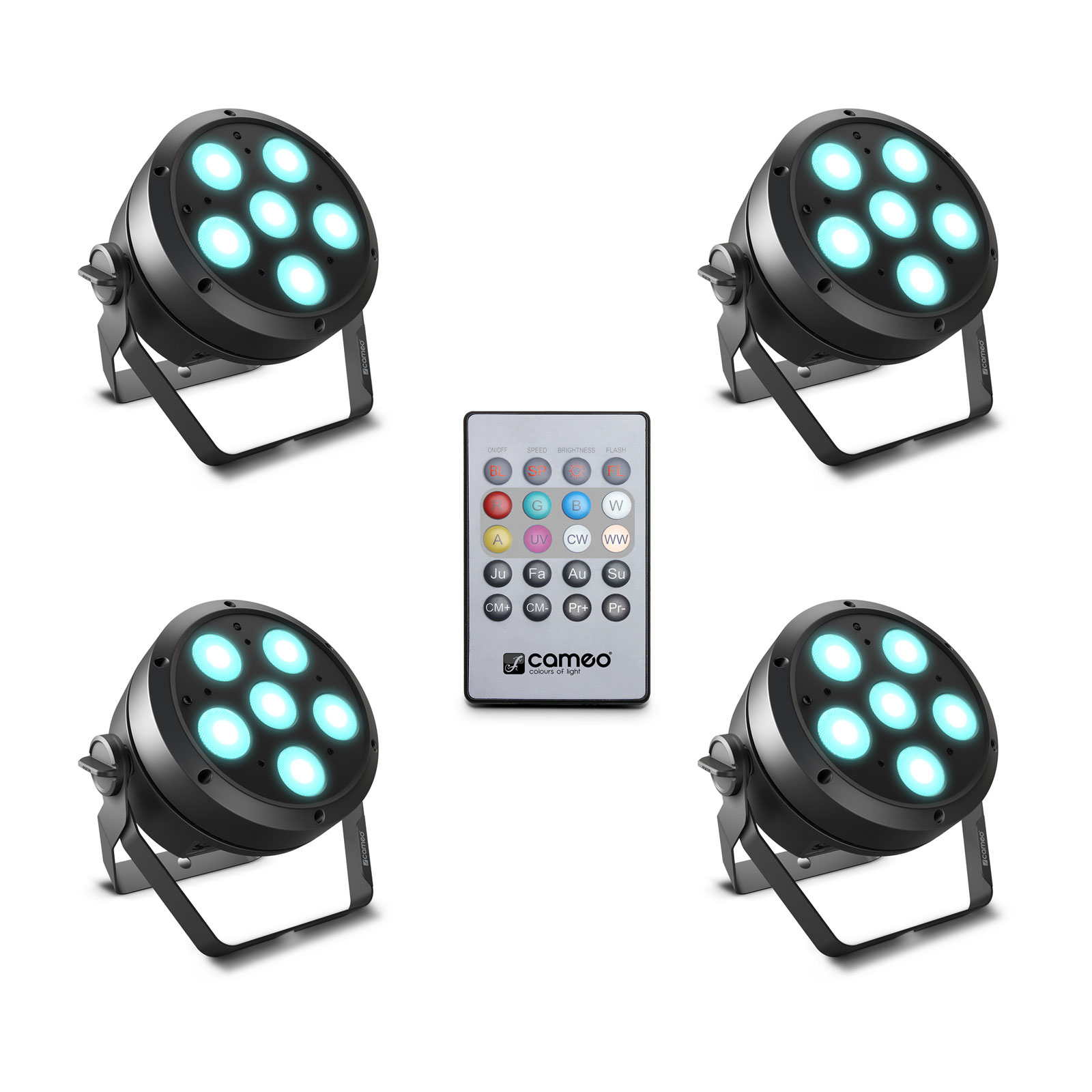 CAMEO ROOT PAR 6 SET 1 - SET COMPOSED OF 4 X CLROOTPAR6 WITH INFRARED REMOTE CONTROL