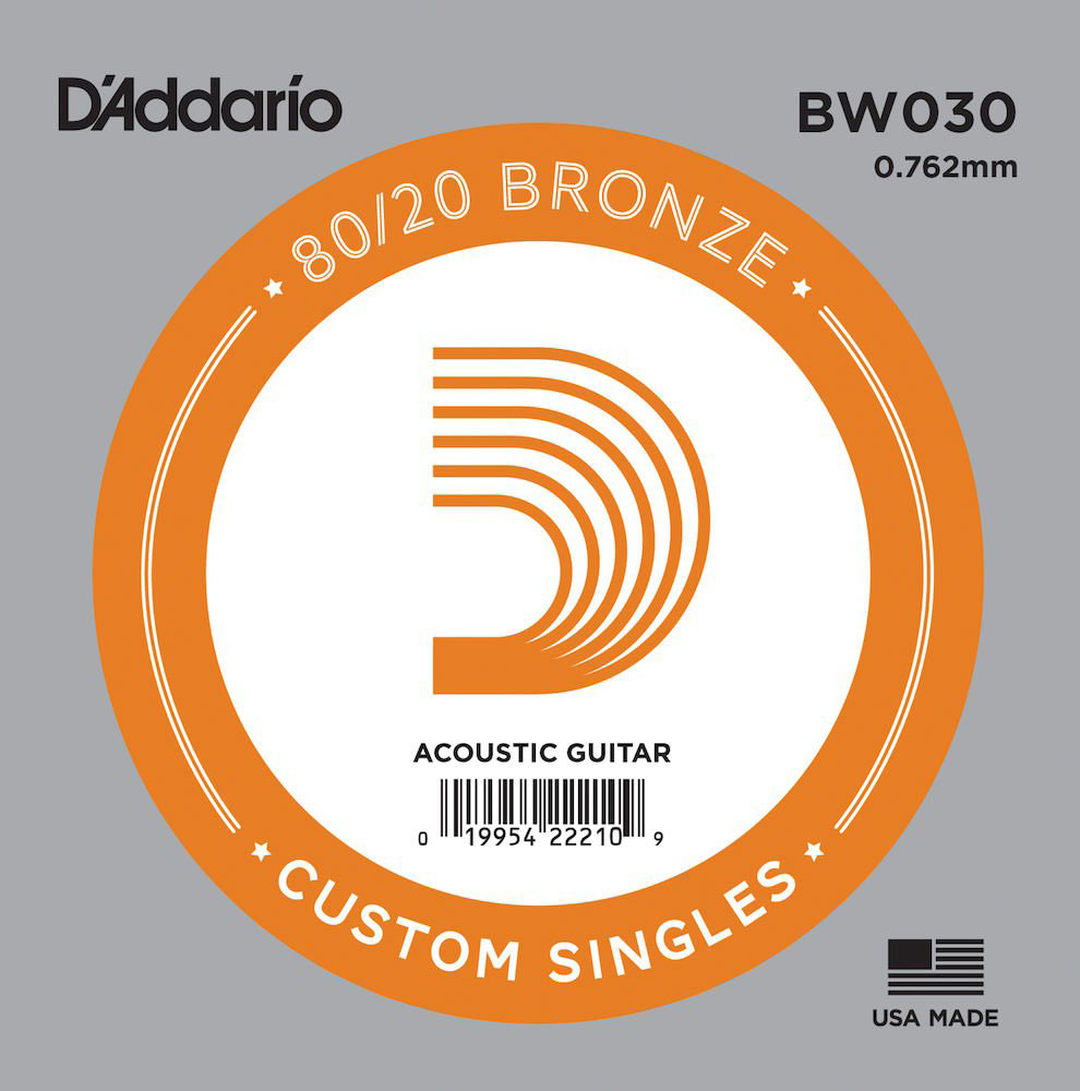 D'ADDARIO AND CO BW030 BRONZE WOUND ACOUSTIC GUITAR SINGLE STRING .030