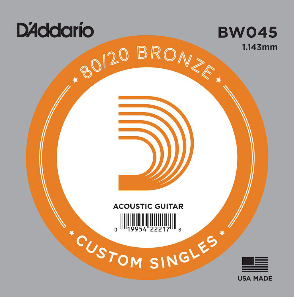 D'ADDARIO AND CO BW045 BRONZE WOUND ACOUSTIC GUITAR SINGLE STRING .045