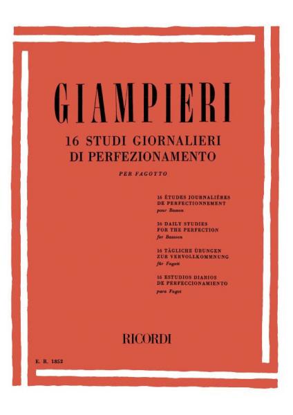 RICORDI GIAMPIERI A. - 16 STUDI GIORNALIERI DI PERFEZIONAMENTO - BASSON