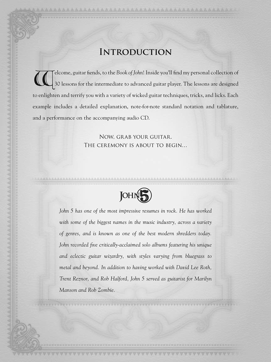 HAL LEONARD JOHN 5 BOOK OF JOHN WICKED GUITAR LICKS AND TECHNIQUES + AUDIO TRACKS - GUITAR TAB