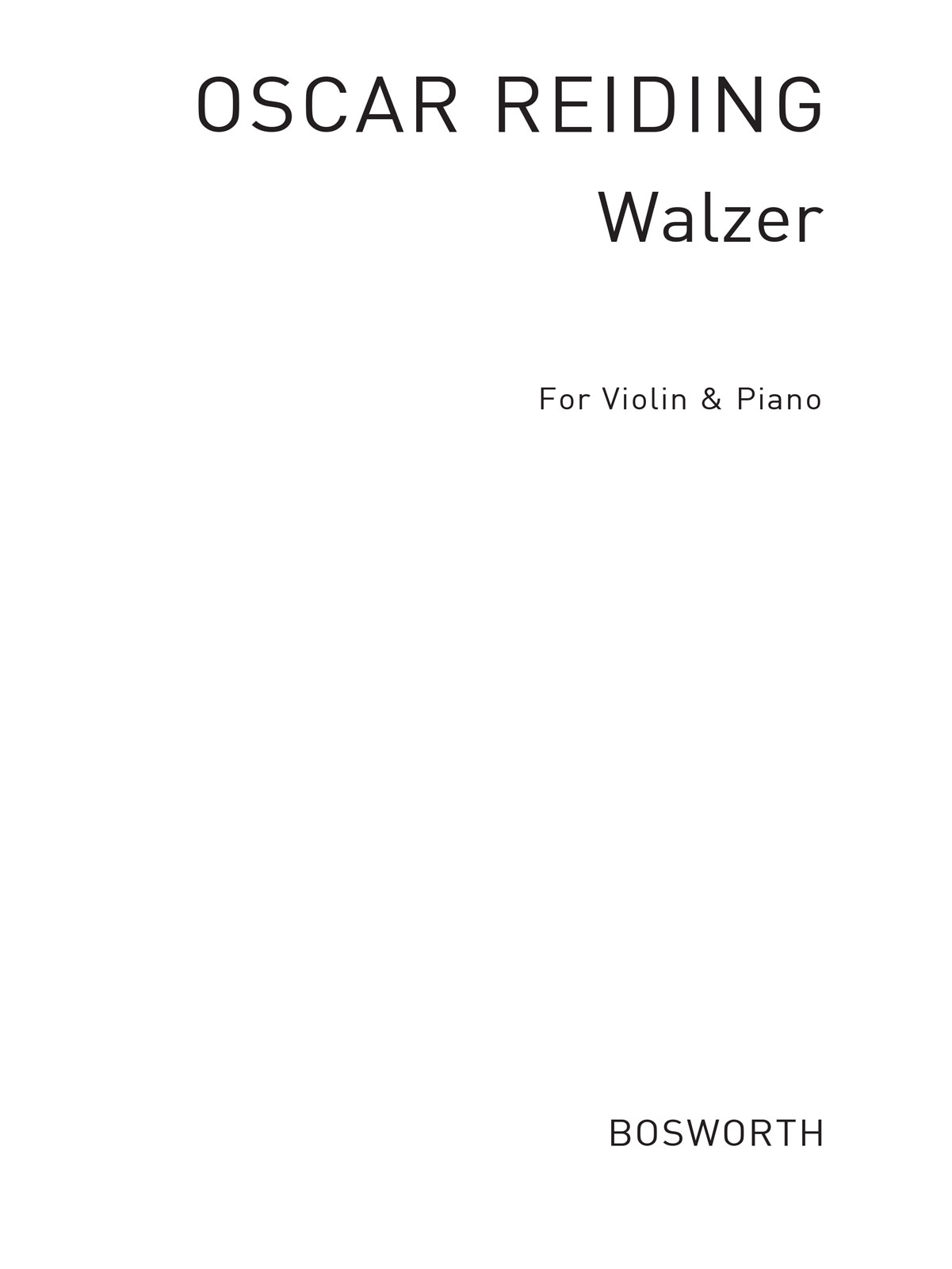 BOSWORTH RIEDING OSCAR - WALTZ OP.22 N°2 - VIOLON & PIANO