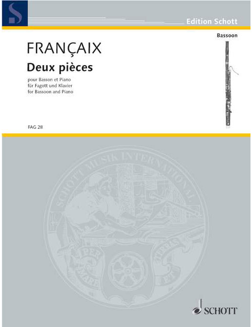 SCHOTT FRANCAIX JEAN - TWO PIECES - BASSOON AND PIANO