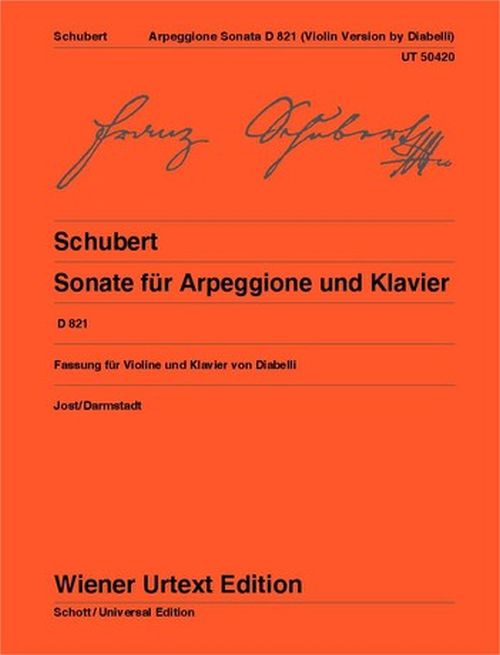 WIENER URTEXT EDITION SCHUBERT FRANZ - SONATA FOR ARPEGGIONE & PIANO D 821 - VIOLON & PIANO
