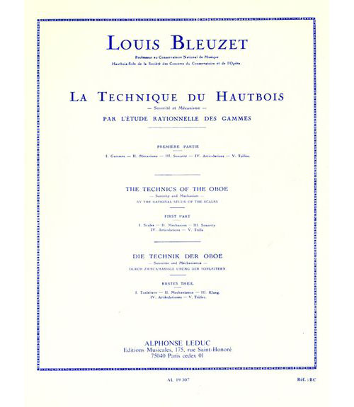 LEDUC BLEUZET L. - TECHNIQUE DU HAUTBOIS PAR L'ETUDE RATIONELLE DES GAMMES VOLUME 1 