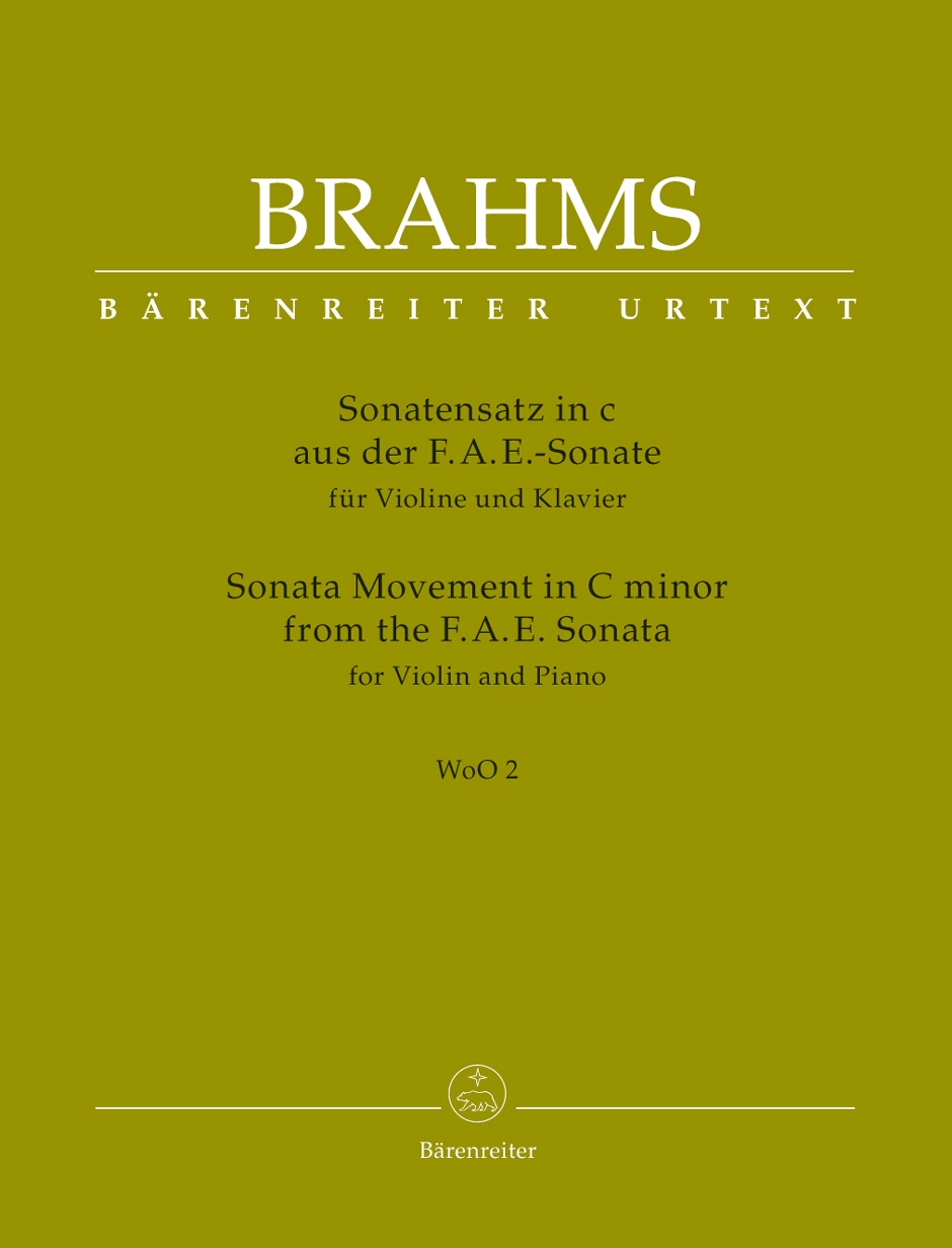 BARENREITER BRAHMS J. - SONATA MOVEMENT IN C MINOR FROM THE F.A.E. SONATA - WoO 2 - VIOLON & PIANO