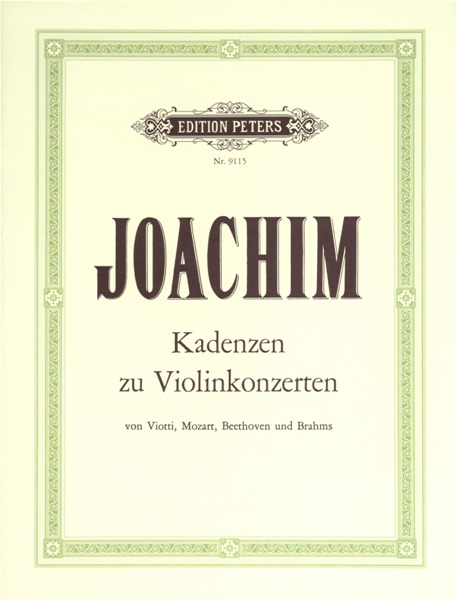 EDITION PETERS JOACHIM JOSEPH - CADENZAS - VIOLIN