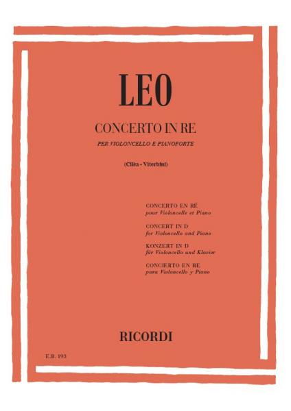 RICORDI LEO L. - CONCERTO PER VIOLONCELLO IN RE - VIOLONCELLE ET PIANO