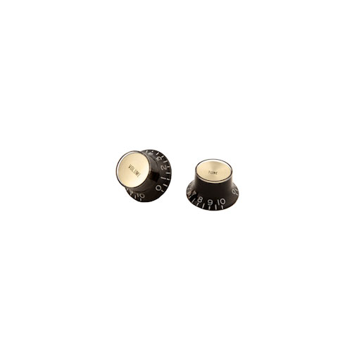 GIBSON ACCESSORIES REPLACEMENT PART TOP HAT KNOBS W/ GOLD METAL INSERT BLACK 4 PACK