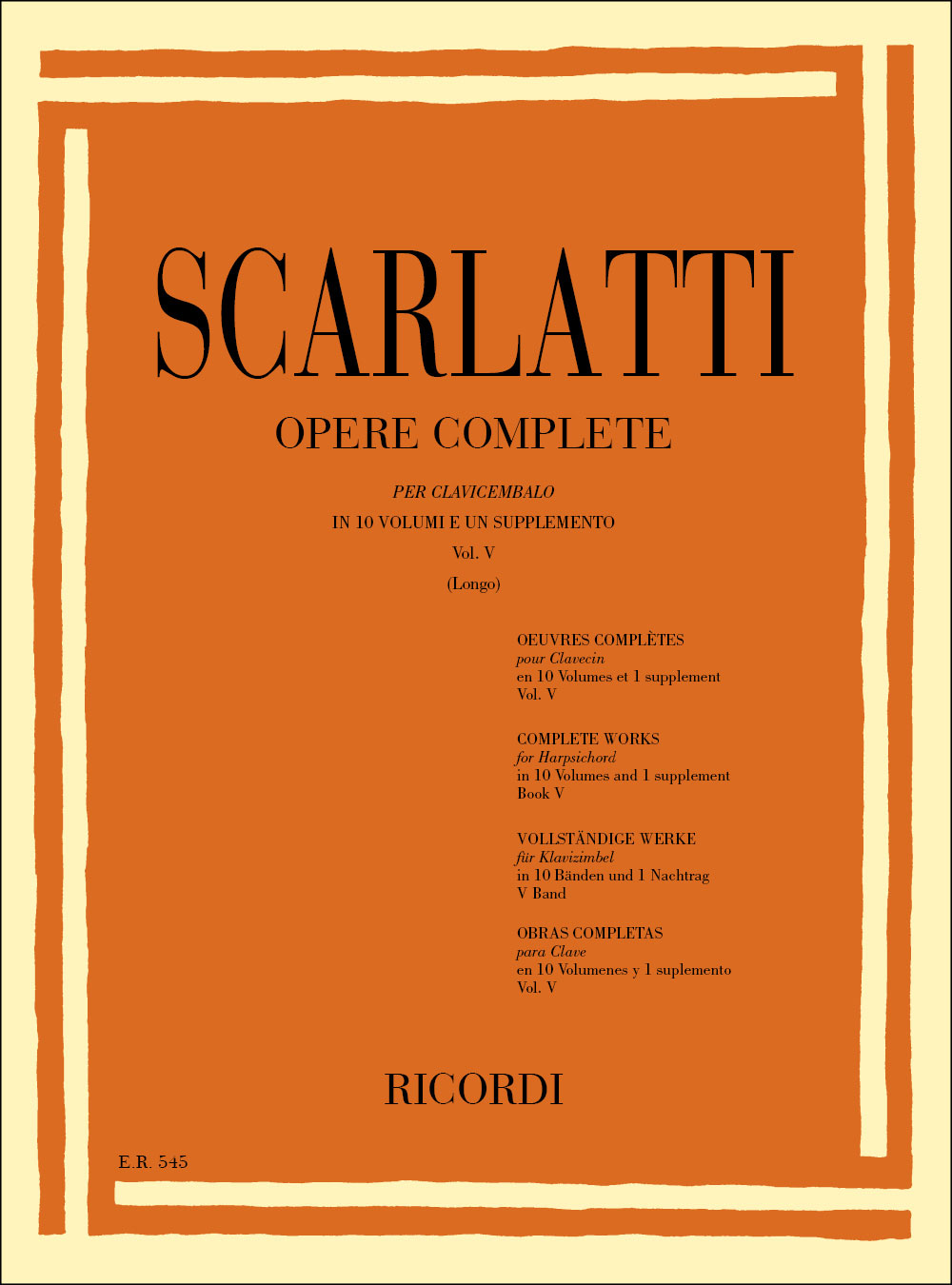 RICORDI SCARLATTI D. - OPERE COMPLETE PER CLAV. VOL.5 - PIANO