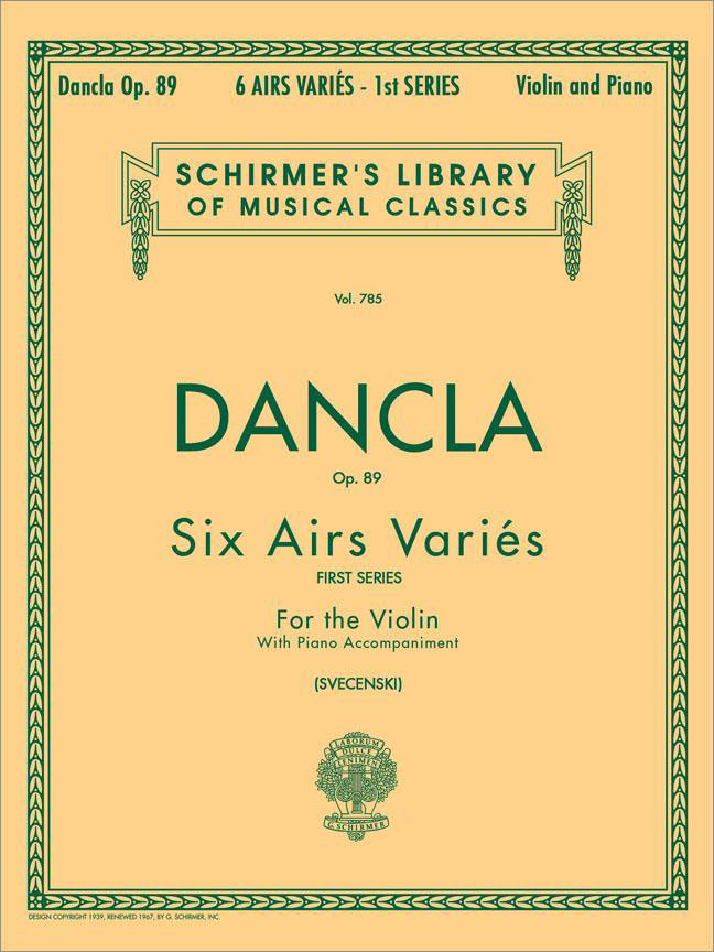 SCHIRMER DANCLA CHARLES - 6 AIRS VARIES OP.89 - VIOLON ET PIANO 