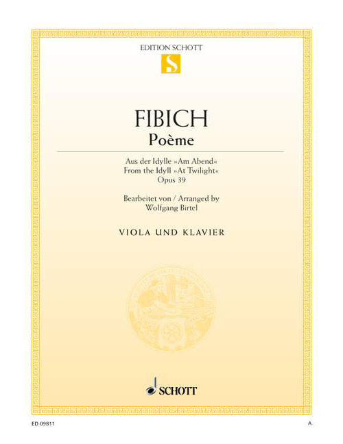 SCHOTT FIBICH ZDENEK - POEME OP. 39 - VIOLA AND PIANO