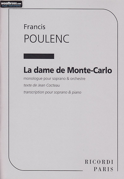 RICORDI POULENC FRANCIS - LA DAME DE MONTE-CARLO (SOPRANO ET PIANO)