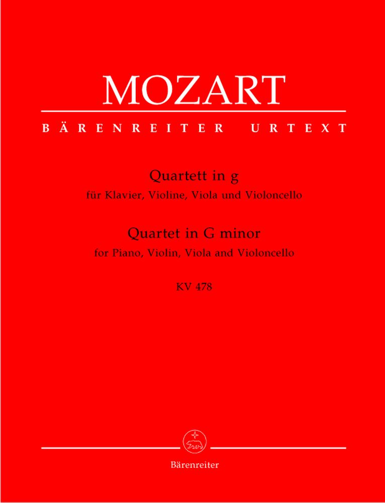 BARENREITER MOZART W.A. - QUARTET IN G MINOR KV 478 - PIANO, VIOLIN, VIOLA, VIOLONCELLO