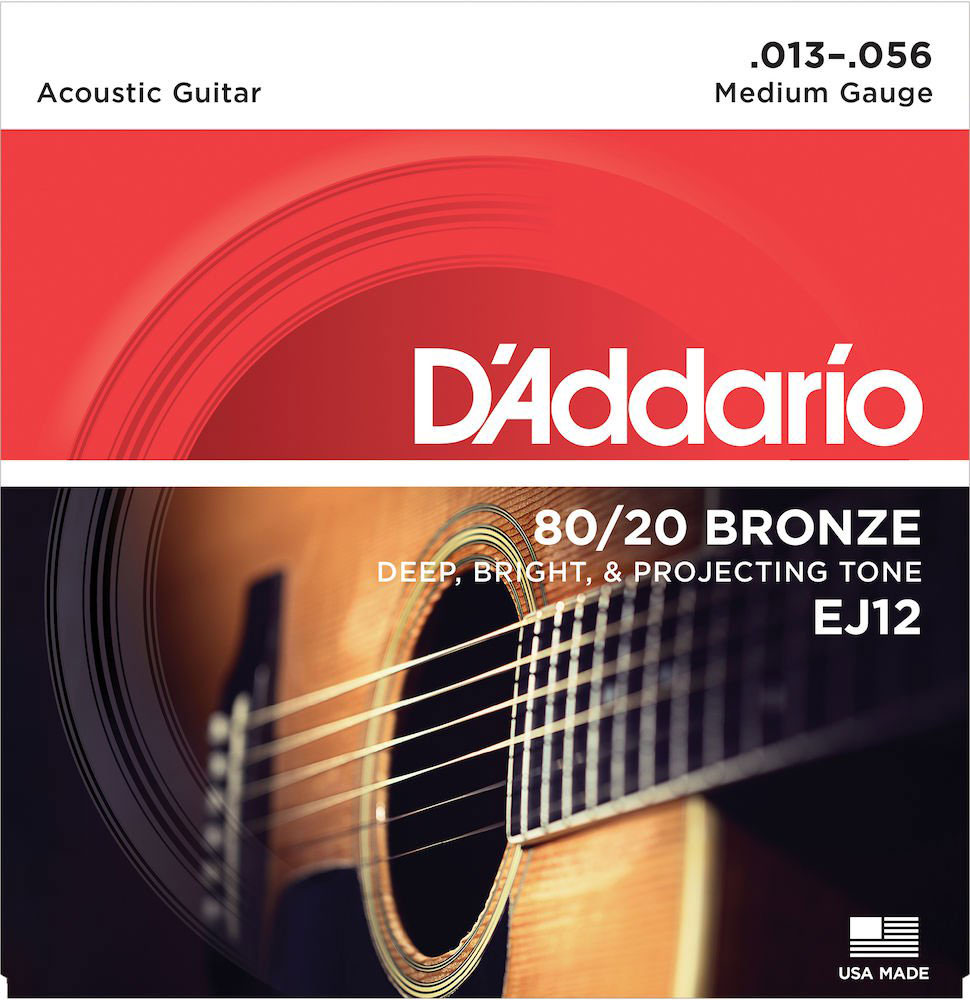 D'ADDARIO AND CO EJ12 80/12 BRONZE ACOUSTIC GUITAR STRINGS MEDIUM 13-56