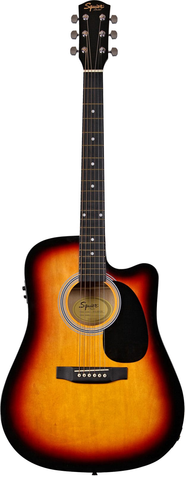 SQUIER SA-105CE, DREADNOUGHT CUTAWAY, STAINED HARDWOOD FINGERBOARD, SUNBURST