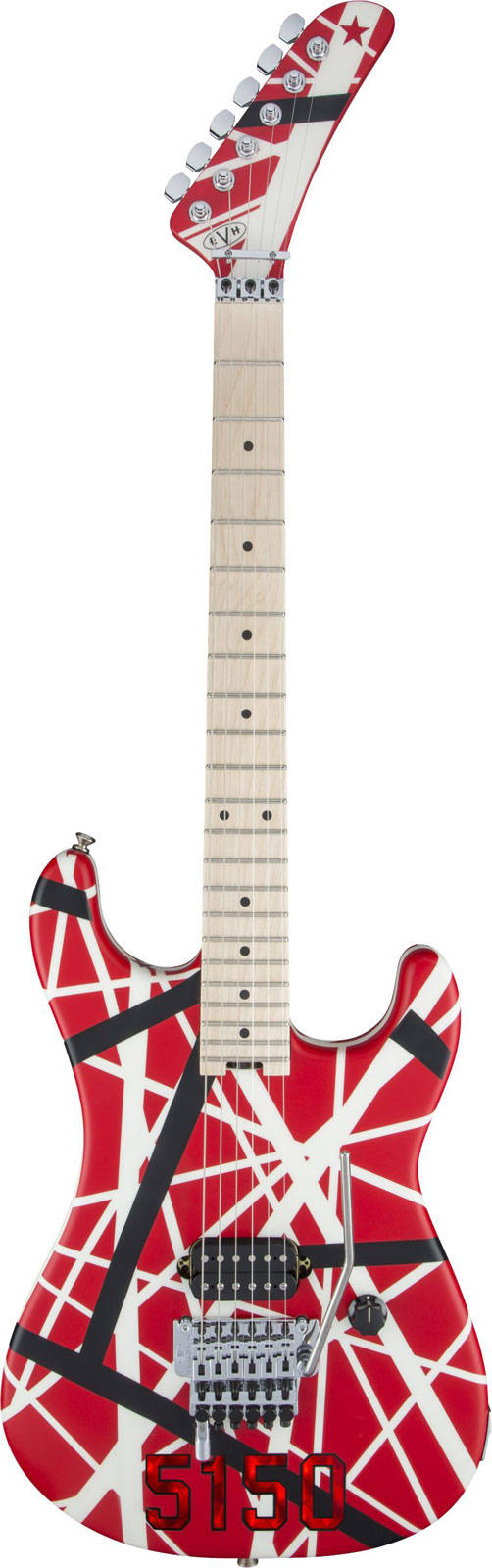 EVH STRIPED 5150 MN, RED WITH BLACK AND WHITE STRIPES