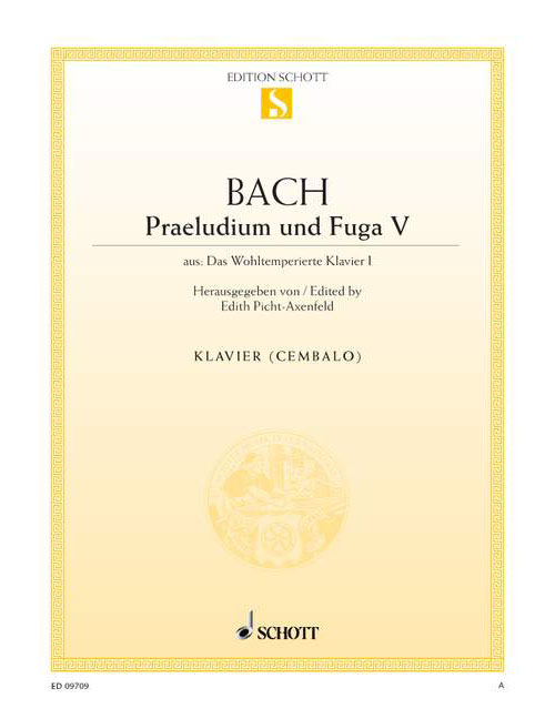 SCHOTT BACH J.S. - PRELUDE V AND FUGUE V D MAJOR BWV 850 - PIANO