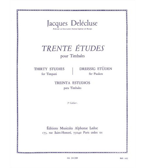 LEDUC DELECLUSE J. - 30 ETUDES VOL.3 - TIMBALES 