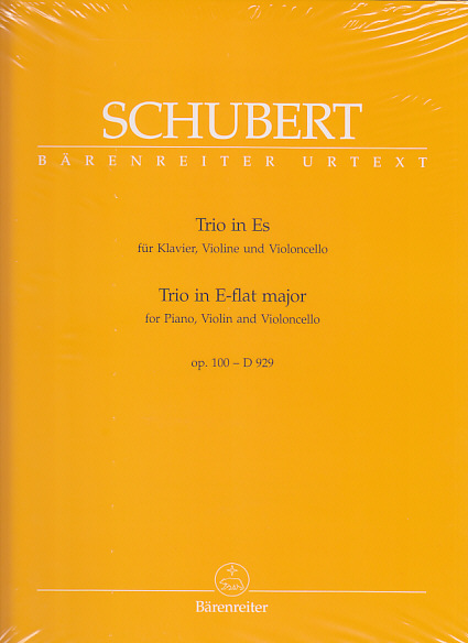 BARENREITER SCHUBERT - TRIO IN E-FLAT MAJOR FOR PIANO, VIOLIN AND VIOLONCELLO E-FLAT MAJOR D 929 OP. 100